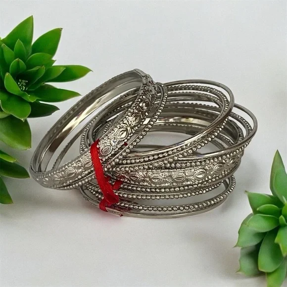Sir Alistair Rai Silver Bangle Bracelet Set - Picture 3 of 3